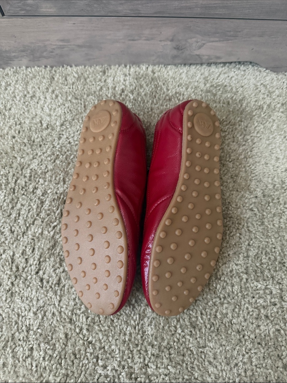 Zara Quilted Red Ballet Flats with Ribbon Detail - Picture 2 of 2